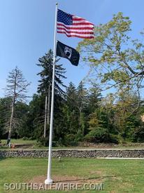 Pictured is a recent accomplishment by the Town's Veterans Committee which erected a new flag pole at Onatru Park. 